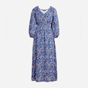 J. Crew V-neck Fête Blue Purple Floral Boho Midi Dress SIZE XL